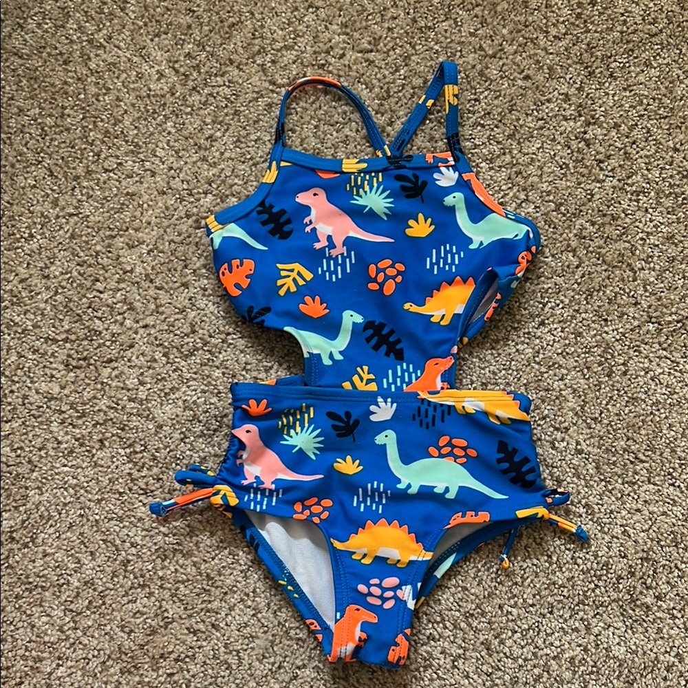 Kids Dinosaur Print Blue Swimsuit